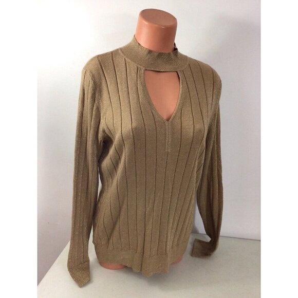 Michael Kors Gold Sweater Womens Large - Picture 1 of 8